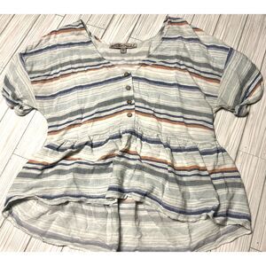 Womens Gypsies and Moondust top shirt striped ruffle Medium